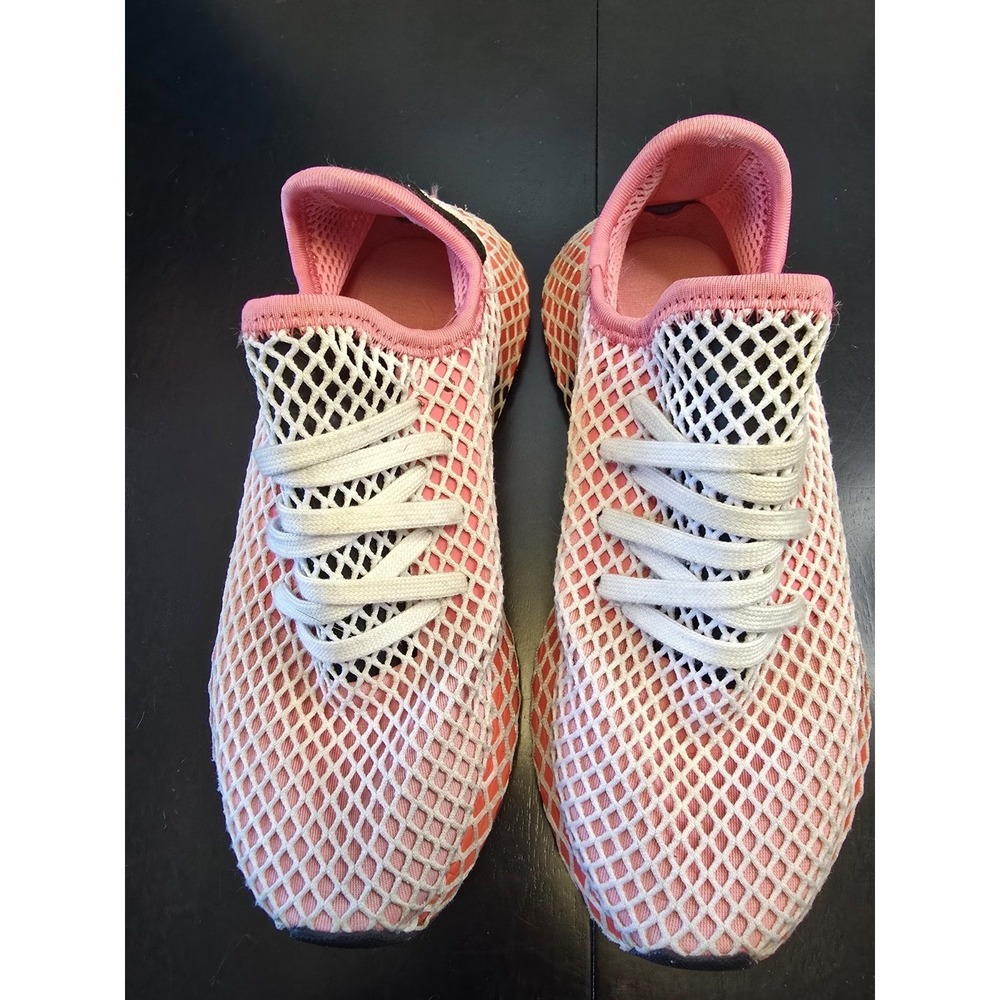 Adidas Deerupt Runner Chalk Pink Bold Orange Women's Size 6.5 CQ2910 Mesh